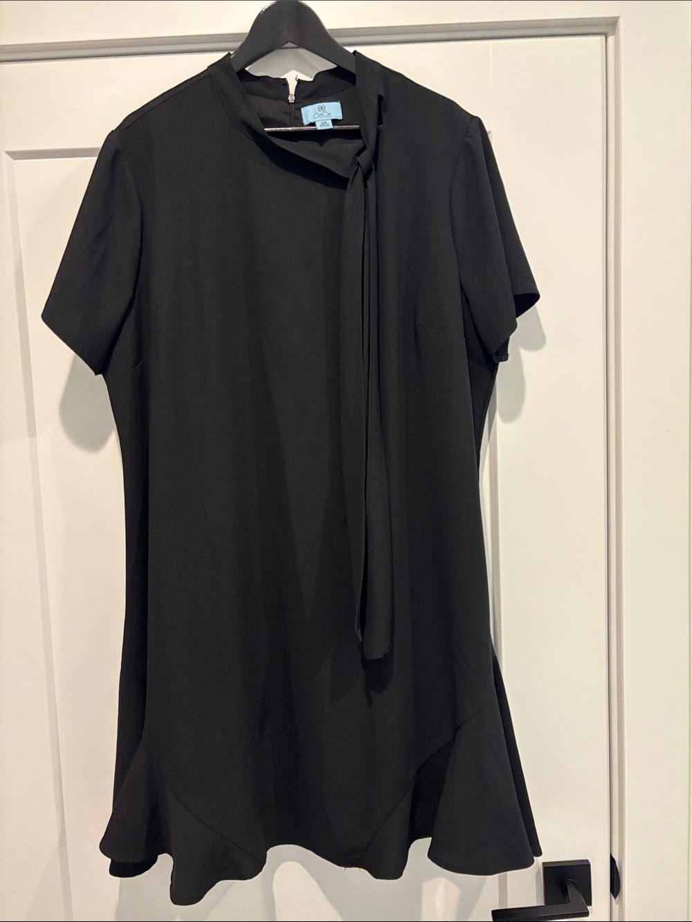 CeCe Black Short-Sleeve Tie-Neck Tunic, plus 20W